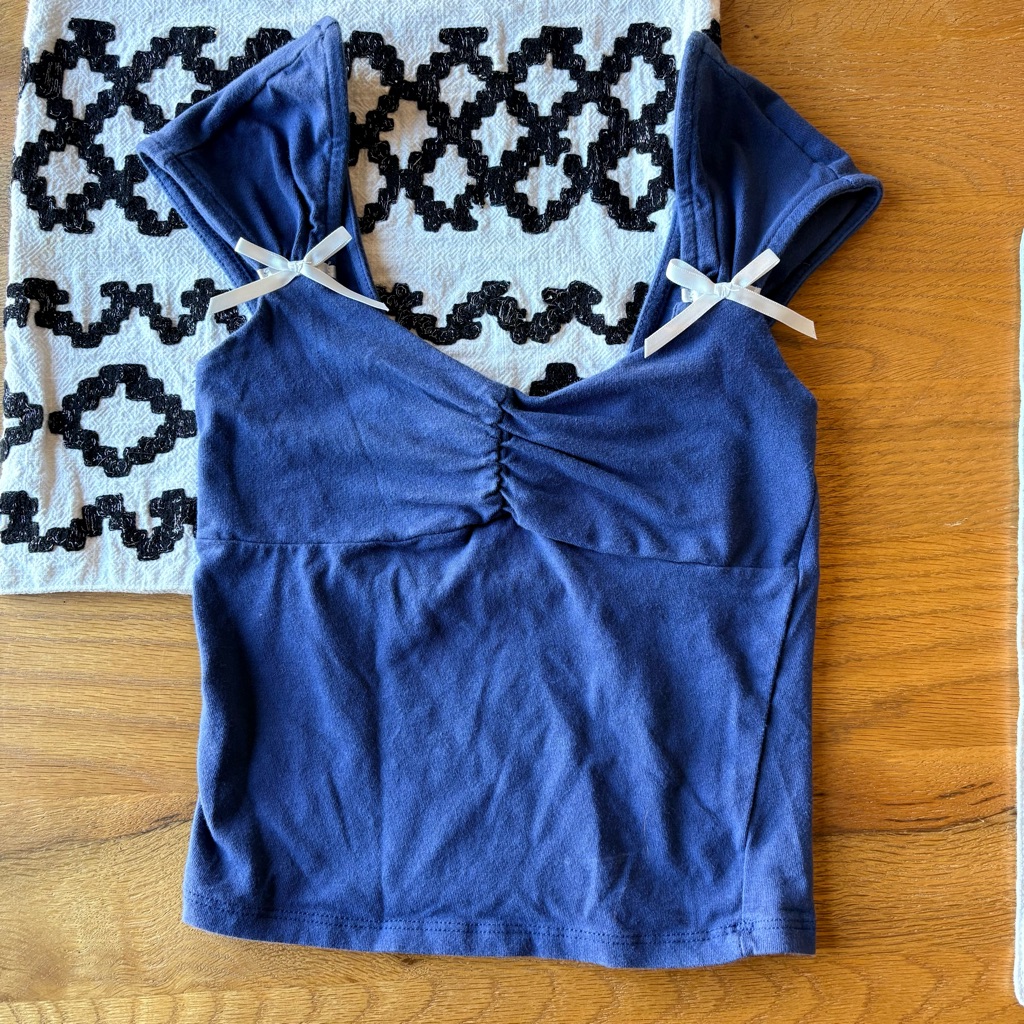 Full Tilt Tilly’s Blue Blouse Ribbon Details Juniors Size Xs